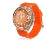 Classic Round Style Quartz Wrist Watch with Silicone Band Orange