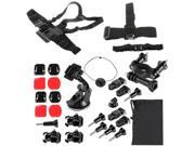 29 in 1 Chest Belt Head Strap Suction Cup Mount Screws Basic Mount Surface Buckle Carry Bag Seatpost Pole Mount Set for GoPro HERO4 3 3 2 1