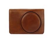 Digital Leather Camera Case Bag with Strap for CASIO ZR1000 Brown