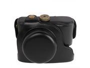 Digital Leather Camera Case Bag with Strap for Olympus XZ 2 Black