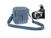 Portable Digital Camera Canvas Bag with Strap Size 13.5cm x 9cm x 14cm Dark Blue
