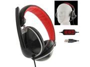 Universal USB Plug Stereo Headset with Mic for Computer Cable Length 2m Black Red