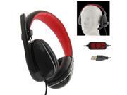 Universal USB Plug Stereo Headset with Mic for Computer Cable Length 2m Black Red