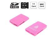 4 in 1 USB High speed Card Reader Support SD TF MMC Card and Memory Stick Pink