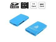 4 in 1 USB High speed Card Reader Support SD TF MMC Card and Memory Stick Blue