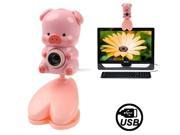 USB 2.0 Cartoon Pink Pig Style 0.48 Mega Pixels Driverless PC Camera Webcam Cable Length 1.2m