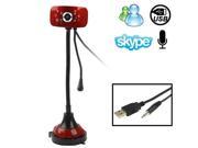 5.0 Mega Pixels USB 2.0 Driverless PC Camera Webcam with MIC and 4 LED Lights Cable Length 1.2m Red