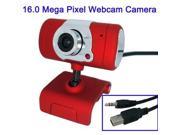 USB 16.0 Mega Pixels Driverless PC Camera with Mic and 360 degree rotated Red
