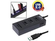 2 in 1 USB 2.0 TF SD Card Reader 3 port HUB Cable Length 80cm Black