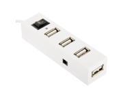 High Speed 4 Ports USB 2.0 HUB with Switch Plug and Play White