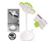 Luck Leaf Clover Style 0.8W 16 LED USB Battery Light with Card Clip Green