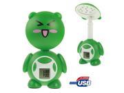 HH 518 USB 220V 10 LED Table Lamp with Alarm Clock Green