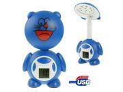 HH 518 USB 220V 10 LED Table Lamp with Alarm Clock Blue