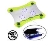 Blue LED USB Laptop Cooler Pad with 3 Fans Size 278*46*326mm Light Green