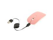 2.4GHz DPI 4D Wireless Optical Mouse with USB Mini Receiver USB Retractable Cable Working Distance 10m Pink