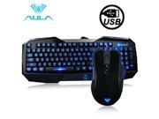 104 Keys AULA Series USB Wired Multimedia Gaming Keyboard with Fourth Gear DPI Cable USB Gaming Mouse Black