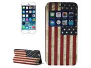 Retro US Flag Pattern Leather Case with Holder Caller ID Display for iPhone 6