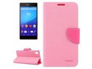 Cross Texture Horizontal Flip Solid Color Leather Case with Holder Card Slots Wallet for Sony Xperia Z4 Pink