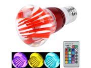 E27 3W Crystal Glass Umbrella RGB LED Light Bulb with Remote Controller AC 85 265V Red