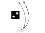 YHX 906 USB Powered Clip on 2 LED Dual Flexible Neck Table Lamp