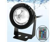 10W RGB LED Underwater Light with Remote Control DC 12V Luminous Flux 800 900lm Black