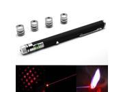 1mw 650nm Red Beam Laser Stage Pen with 5 Different Laser Light Patterns Built in Battery Black