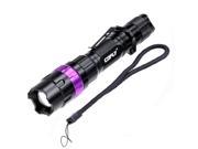 KX H50 Cree Q5 3 Mode 370LM White Zoom Convex Lens LED Flashlight with Clip Purple