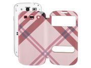 Plaid Pattern Flip Leather Case Plastic Replacement Back Cover with Call Display ID for Samsung Galaxy SIII i9300
