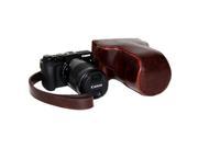 Oil Skin PU Leather Camera Case Bag with Strap for Canon EOS M3 Coffee