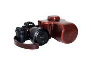 Oil Skin PU Leather Camera Case Bag with Strap for Sony ILCE 7II Coffee