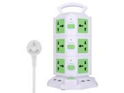 3 Layers with 12 US Outlets and 6 USB Ports Smart Power Sockets Overload Protector US Plug Cable Length 1.5M Green
