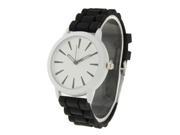 Fashion Big White Dial Design Quartz Watch with Silicone Band for Couple Black