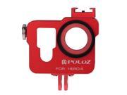 PULUZ Housing Shell CNC Aluminum Alloy Protective Cage with 37mm UV Lens Filter Lens Cap for GoPro HERO4 Red