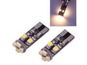 T10 1.5W 50LM Warm White Light 8 LED 3528 SMD CANBUS Car Signal Light Bulb Pack of 2