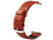 Kakapi Crocodile Texture Classic Buckle Genuine Leather Watchband with Connector for Apple Watch 42mm Brown