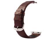 Kakapi Crocodile Texture Classic Buckle Genuine Leather Watchband with Connector for Apple Watch 42mm Coffee
