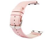 Kakapi Subtle Texture Classic Buckle Genuine Leather Watchband with Connector for Apple Watch 38mm Pink