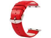 Kakapi Subtle Texture Classic Buckle Genuine Leather Watchband with Connector for Apple Watch 38mm Red