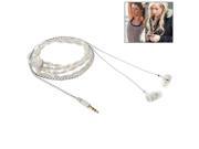 Diamond Beads Style In ear Stereo Necklace Headphone White