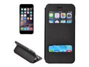 Horizontal Flip Leather Case with Holder Wake up Sleep Function Caller ID Display for iPhone 6 Plus Black