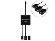 3 Ports Micro USB Charge HUB Cable for Samsung Galaxy S6 S6 edge S5 S4 Note 4 Tablet Length 20cm Black