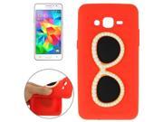 Fashionable Pearl Glasses Pattern Silicone Protective Case for Samsung Galaxy Grand Prime G530 Red