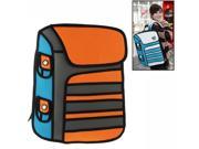 Hot 3D Jump Style 2D Drawing From Cartoon Paper Bag Comic 3D Backpack Orange
