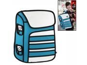 Hot 3D Jump Style 2D Drawing From Cartoon Paper Bag Comic 3D Backpack Blue
