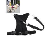 Pet Dog Chest Suspenders with Safety Belt Size L Black