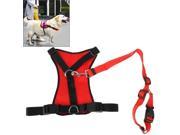 Pet Dog Chest Suspenders with Traction Rope Size L Red
