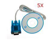 5 Pcs USB 2.0 Turn To RS232 Serial DB9 9 PIN Adapter Cable