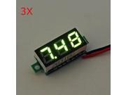 3Pcs Green 0.28 Inch 2.6V 30V Mini Digital Voltmeter Voltage Tester Meter