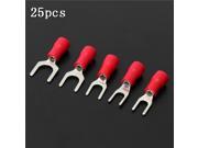 25pcs 22 16AWG Red Insulated Fork Wire Connector Electrical Crimp Terminal 3.2mm