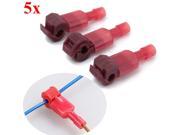 5pcs Red Quick Splice Wire Terminal And Female Spade Connector Set